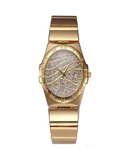 Mode luxe ontwerper Watch roestvrijstalen staalband Quartz Watch Round CZ Diamond voor mannen dames9704369