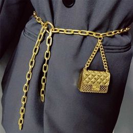 Fashion Luxury Designer Women Chain Beltes For Pants Dress Mini Vintage Gold Metal Sac à ceinture