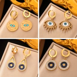 Mode luxe boze oog charm earring 18k gouden vergulde roestvrijstalen oorbellen feest sieraden