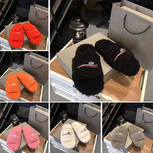 Mode Luxe Furry Diapositives Paris Designer Pantoufles Hommes Femmes Dames Laine Fourrure D'hiver Fluffy Chaud Lettres Sandales Confortable Fuzzy Fille Flip Flop Slipper 35-42