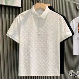 Mode Luxe Jacquard Casual Polo Shirt Summer Nieuwe comfortabele ademende jeugd slanke revers korte mouw T-shirt mannen