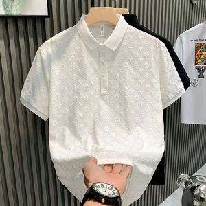 Mode luxe Jacquard casual POLO shirt zomer nieuwe comfortabele ademende jeugd slanke revers korte mouw T-shirt heren