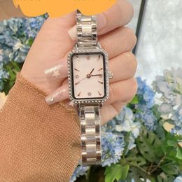 Mode luxe dameshorloge Topmerk roestvrijstalen band dameshorloges rechthoekige wijzerplaat diamanten designerhorloges voor dames Moederdag Kerst verjaardagscadeau