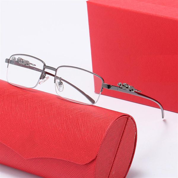 Gafas de sol de diseñador de metal de leopardo de lujo de moda para mujeres Gafas de sol cuadradas de medio marco para hombres Gafas redondas sin montura Customizabl214d