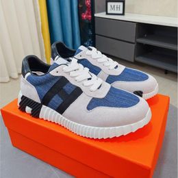 Mode luxe mannen diepe casuals schoenen zachte bodems lopen sneakers Italië elastische band lage top kalfsleer mesh splicing ontwerper ademende casual trainer doos eu 38-44