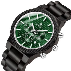 Mode Luxe Heren Houten Horloge Chronograaf Lichtgevend Multifunctioneel Houten Horloge Quartz Retro Sport Watches233A
