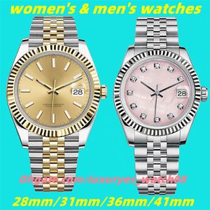 Fashion Luxury Mens Womens montre 28 mm31mm36mm41 mm Mouvement mécanique 904 Chaîne en acier Miroir Sapphire Afficier Night Glow Fonction 22