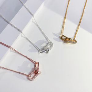 Mode luxe ketting oorbel set designer slijtvaste sieraden hoefijzer U-vorm voor dames feest roségoud platina diamanten sieraden groothandel met doos 60153062