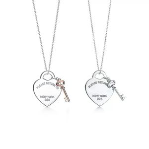Mode luxe collier pendentif en acier inoxydable en forme de coeur clé pendentif collier original 925 argent amour collier pendentif femelle2565