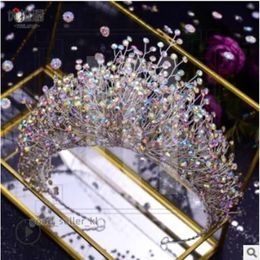Mode luxe prinses Rhinestone Wedding Crown Silver Pageant Tiara Crowns Chic Bruid Designer Hoofdbanden HUWELIJKE HAAR Accessoires met oorbellen 582