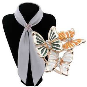 Mode luxe rétro femmes bijoux broche accessoires plaqué or trois cercles papillons châle écharpes écharpe boucle clips