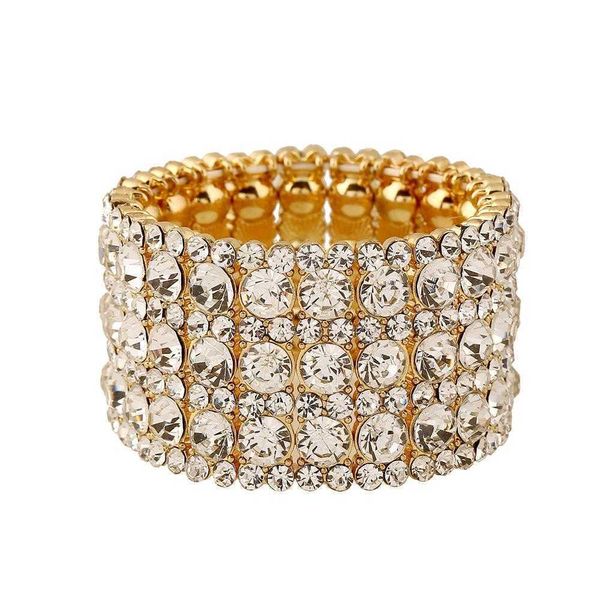 Mode luxe strass cristal alliage bracelet bracelet réglable bracelets élastiques cadeau de fête de mariage femme bracelet bijoux Q0717