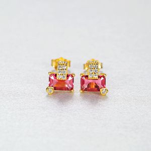 Fashion Luxury Rose Gemstone 18k Gold Gold Stud Boucles d'oreilles Femme Bijoux Français Romantique Charmant Exquis S925 Boucles d'oreilles en argent Accessoires Gift de la Saint-Valentin