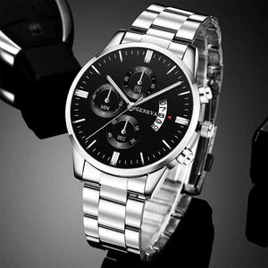 Mode luxe argent acier inoxydable Quartz bracelet affaires hommes calendrier horloge Reloj Hombre G230529