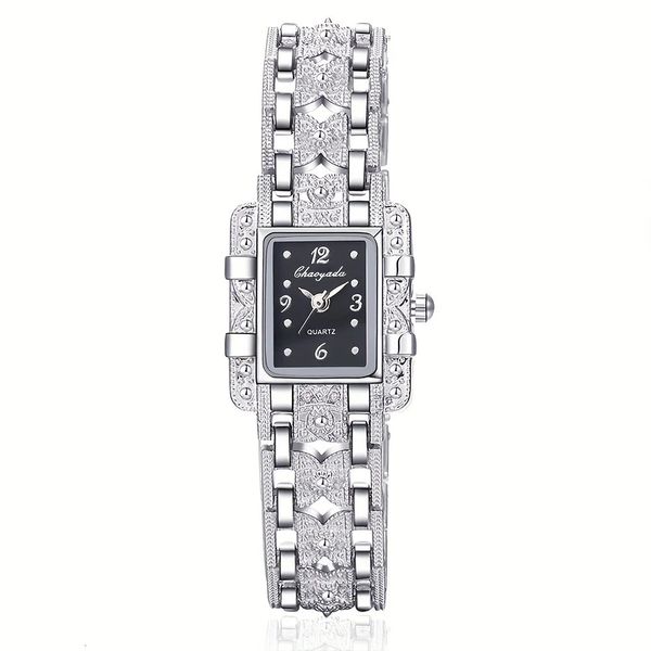 Mode luxe carré noir blanc strass numérique carré alliage cadran quartz montre pour femme 240322
