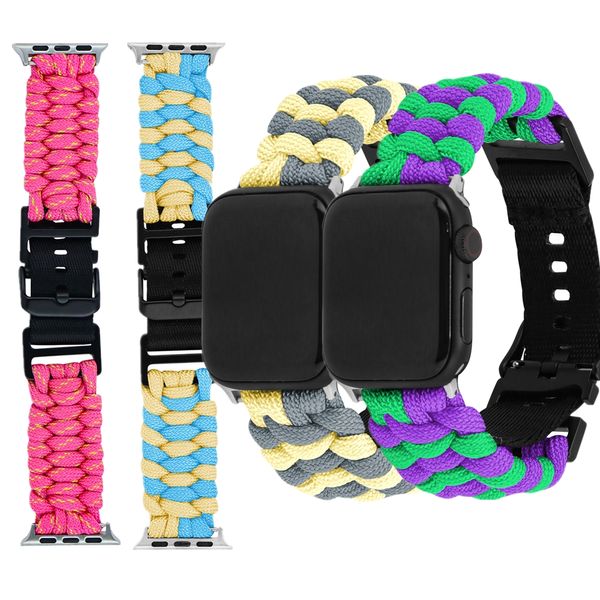 Sports Sports Outdoor Parachute Cord Nylon Band pour Apple Watch Series 9 Ultra 2 49mm fermoir STRAP pour Iwatch 40 44mm 45 42 mm Accessoires de bracelet 38 mm
