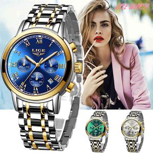 Mode luxe en acier métal bande or rose bracelet horloge montre pour femmes quartz montre-bracelet cadeau robe montres Relogio Feminino 210517
