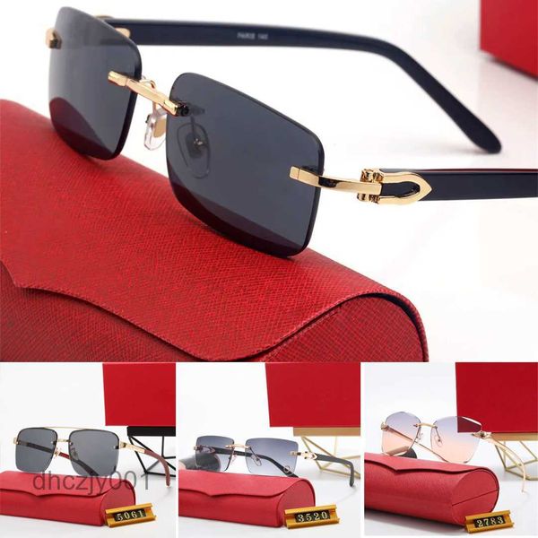 Lunettes de soleil de luxe de mode en gros lunettes de designer polarisées Carti pour femme Luxurys Designers Tête de léopard Jambe en bois sans cadre Mens Sungla 7FD4 7FD4