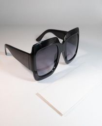Lunettes de soleil de luxe à la mode pour femme 0083S, surdimensionnées carrées noires, lunettes de soleil de styliste avec étui en velours9526323
