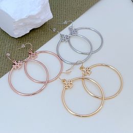 Fashion Luxury TB Brand T Letters Pendientes de diseñador para mujeres Diseño simple de gran círculo 18K Gold Gemetry Números de gemetería Brincos Anillos de orejas