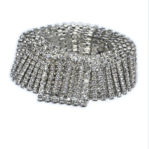 Fashion Luxury Ten Row Bright Full Full Rhinestone ingelegde damesriem vrouwelijke bruid brede bling kristallen diamanten taille kettinggordel 2019 y1 297U