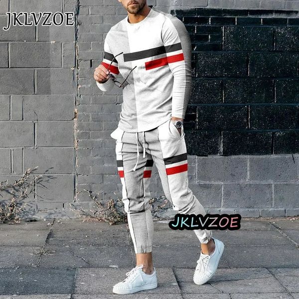 Mode luxe survêtement hommes décontracté vêtements de sport à manches longues t-shirt pantalon 2 pièces ensembles Jogger vêtement de sport 3D imprimer vêtements 240202