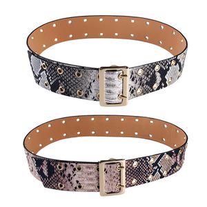 Mode luxe vintage serpent crocodile motif de peau d'animal carré double boucle ardillon en cuir ceinture de créateur pour femme femme