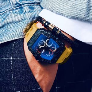 Montre de luxe de mode montres pour hommes carrés montre à quartz en silicone haut de gamme de luxe montres squelette à mouvement délicat pour femmes d'affaires xb11 C23