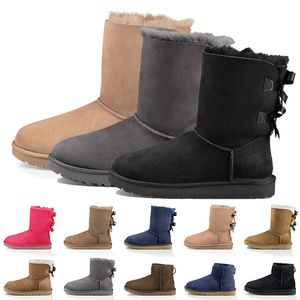 Mode luxe vrouwen designer schoenen laarzen Australiërs enkel laarsjes outdoor winter snow fur lederen laars grijs roze zwarte marineblauw