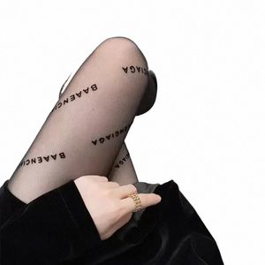 Mode Luxe Femmes Chaussettes Sexy Leggings Lettre Parfumée Collants Collants Creux Flocage Pantalon Mince Filet De Pêche Chaussettes Viande À Travers Bas Bas O w9DG #