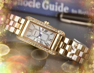 Mode Luxe Femmes Ciel Diamants Bague Montres Pleine Ceinture En Acier Inoxydable Quartz Mouvement À Quartz Mince Longueur Forme Amoureux Horloge Or Argent Loisirs Montre-Bracelet Cadeaux