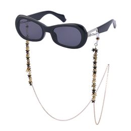 Mode luxe femmes lunettes de soleil léopard marron délicat étoile chaîne lunettes décoratives noir amande femme tendance lunettes de soleil adaptées à tous les jeunes portent