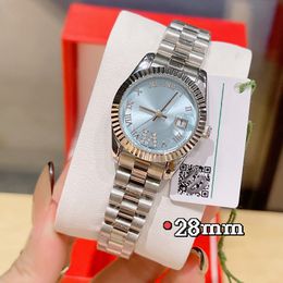Fashion Luxury Women Watches Top Brand Designer Diamond Lady Watch 28 mm Gold Sliver Wall Wristwatches para mujer Cumpleaños de Navidad Valentín regal de San Valentín