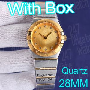 Mode luxe dames designer horloge 28 mm quartz diamanten horloges 316 roestvrijstalen band Saffier superclone horloge voor dames met hoogwaardige doos TW-fabriek