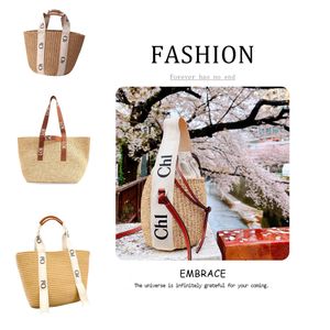 Mode Luxe Woody Straw Embet Bag Travel Dames Heren Winkelontwerper De Tote Tassen Koppeling Crossbody Schoudertas Gym Handtas Waterdichte Mand Weave Beach Tas