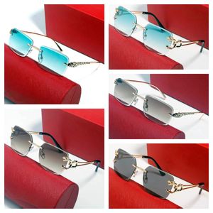 Fashion Luxurys Designer des femmes Lunettes de soleil Femmes Vintage Mens Lunes Panther Gol Silver Metal Jammes de lunettes de soleil Rimless Sungass Mens Travel Tour Tournées Lunettes