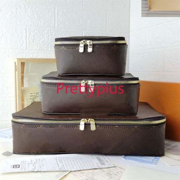 Fashion M43690 Brown Flower Make Up Rangement Box en cuir bijoux de voyage Nouveau ensemble de créateurs de voyage Boîte de rangement Boîte de mode Trunk 218Q