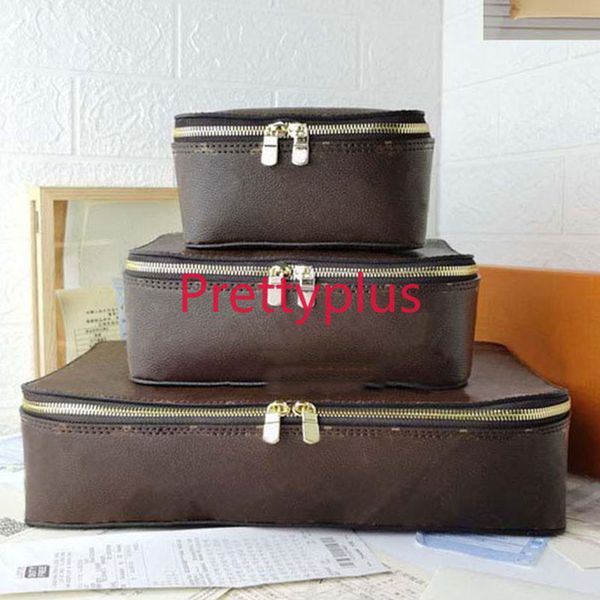 Mode M43690 maquillage Fleur marron Stockage Cuir Voyage Boîtes à bijoux Nouveaux créateurs Voyage Stockage Bagages Mode Coffre Boîtes Valises Sacs sac cosmétique