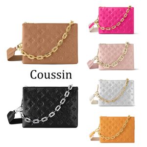 Mode M57790 COUSSIN Embrayage Sacs à bandoulière Femmes Hommes Sacs à bandoulière en cuir véritable Sacs de luxe Lady Chain Totes Sacs à main en relief Pochette de voyage Sac en argent