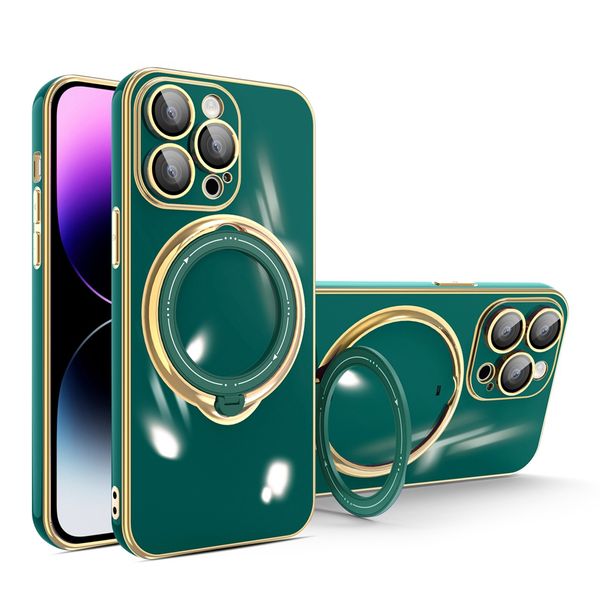 Funda de teléfono con anillo magnético a la moda, Color brillante, para iPhone 15, 14, 13, 12, 11 Pro Max, XR, XS, 6, 7, 8 Plus, protección 360, a prueba de golpes