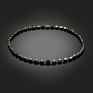 Collier en hématite de thérapie magnétique pour femmes et hommes, fait à la main, perles en pierre naturelle noire, unisexe, bijoux de soins de santé