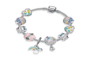Fashion Magnolia Style Charm Bracelets 925 Serling Silver Murano Glass européen Perles de charme d'adaptation des bracelets Cloud Flower Dangle Di9236296
