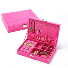 Fashion Makeup Bijoux Affichage Pu Leather Match Casket Box Box Organizer Bozer pour le stockage Gift Cosmetic Bacs Case