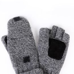 Guantes sin dedos de la moda masculina de los hombres de invierno de lana caliente manoplas de punto Finger expuesto tirón caliente dedo medio guantes de alta calidad