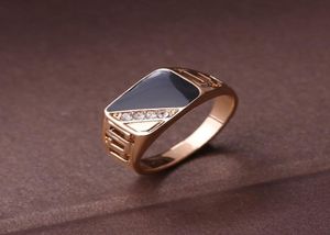 Mode Mannelijke Sieraden Klassieke Gouden Kleur Strass Trouwring Zwart Emaille Ringen Voor Mannen Kerstfeest Gift9078266