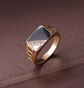 Mode Mannelijke Sieraden Klassieke Gouden Kleur Strass Trouwring Zwart Emaille Ringen Voor Mannen Kerstfeest Gift3142750