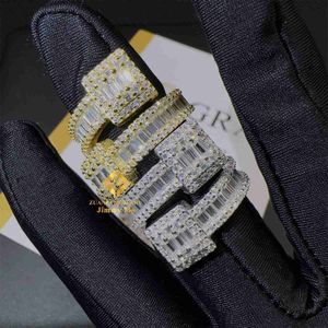 Mode homme bijoux Gra certificats 925 argent Pass diamant testeur Vvs1 Baguette Moissanite glacé Hip Hop anneau