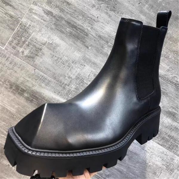 Fashion Man Rhino Horn Chelsea Boots High Top Men Boot Black Designer Boot