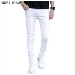 Mode Man Casual Stretch Skinny Witte Jeans Mannen Slanke Persoonlijke Fit Seizoen Denim Broek Mannelijke Street Wear Lente Summer297b