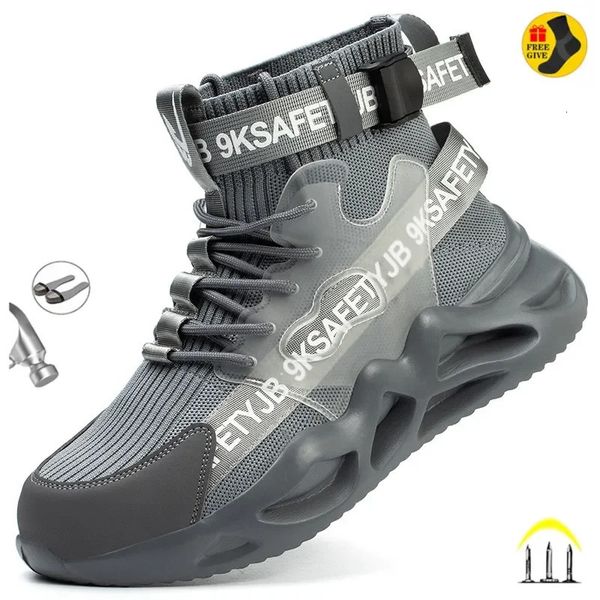 Fashion Man Safety Shoes Punctureproof Work baskets Lightweight Men Arey Toe Cap Boots indestructibles Footwear masculin 231225